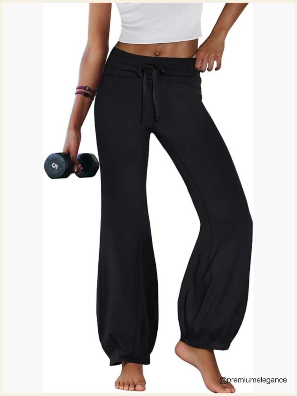 Fold Over Yoga Pants Wide Leg Leggings Workout Athletic Drawstring